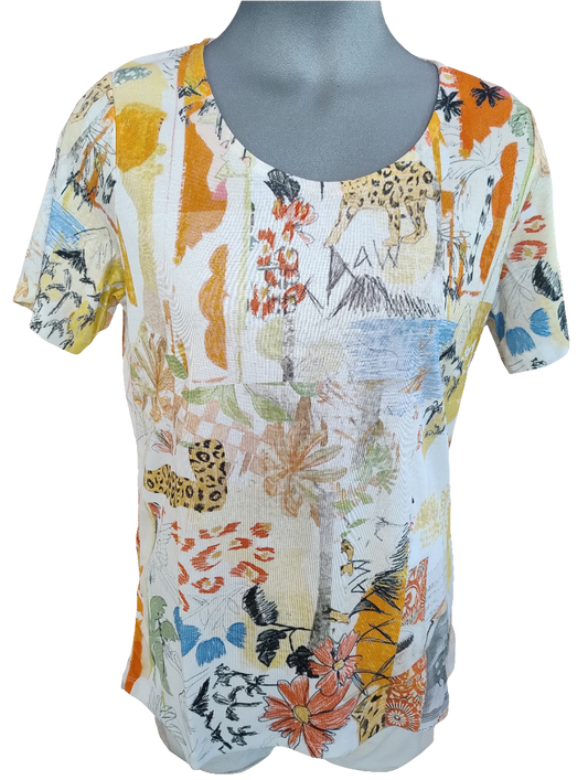 Bagoraz Ecru Orange Short Sleeve Top