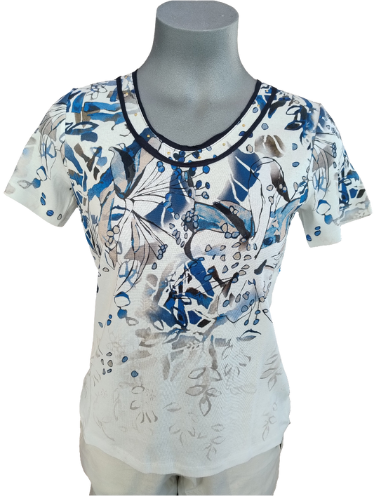 Kalisson Ecru Marine Short Sleeve Top