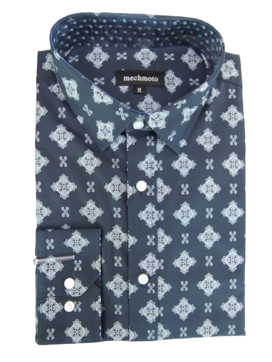 Mechmoto Baroque Print Stretch Cotton Long Sleeve Shirt