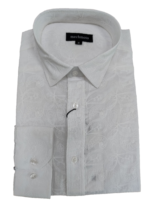 Mechmoto Off White Textured Short Sleeve Shirt
