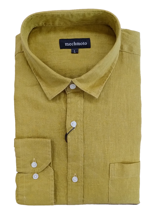Mechmoto Long Sleeve Linen Shirt - Gold