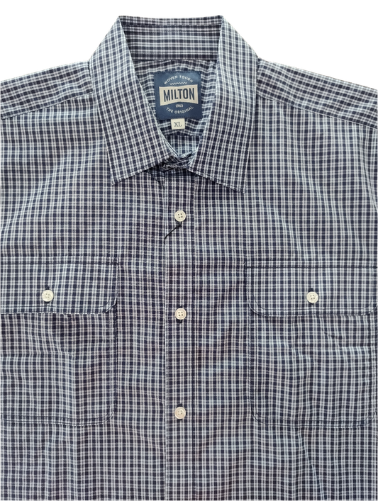 Milton Blue Navy Check Short Sleeve Shirt