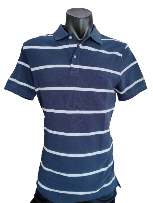 Country Road Stripe Pique Polo Navy