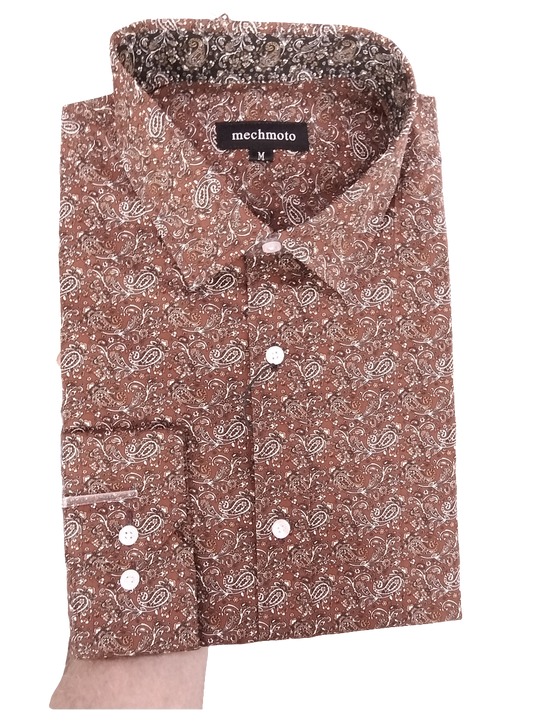 Mechmoto Rust Paisley Long Sleeve Shirt