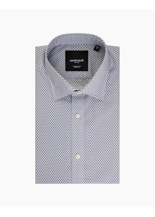 Rembrandt Banks White Microdesign Long Sleeve Shirt