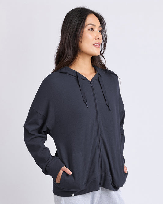 Elm Beachy Long Sleeve Zip Hoodie - Navy