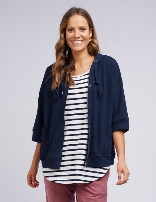 Elm White Navy Stripe Beachy Hoodie