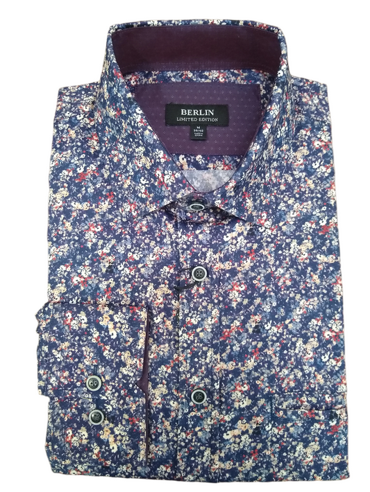 Berlin Valencia Satin Multi Long sleeve Shirt