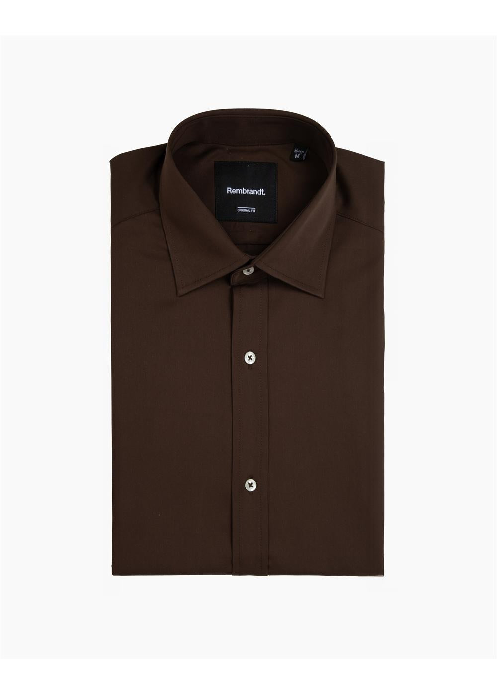 Rembrandt London Chocolate Brown Sateen Long Sleeve Shirt