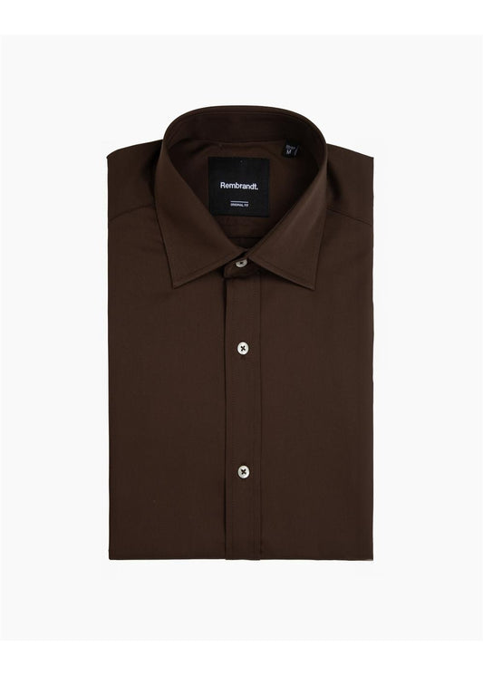 Rembrandt London Chocolate Brown Sateen Long Sleeve Shirt