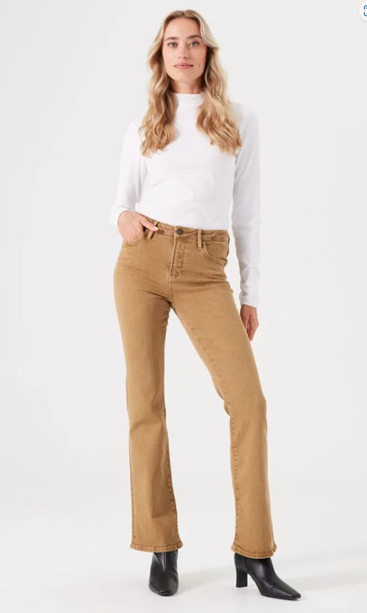 Garcia Celia Flared High Waisted Superslim Jeans - Golden Brown