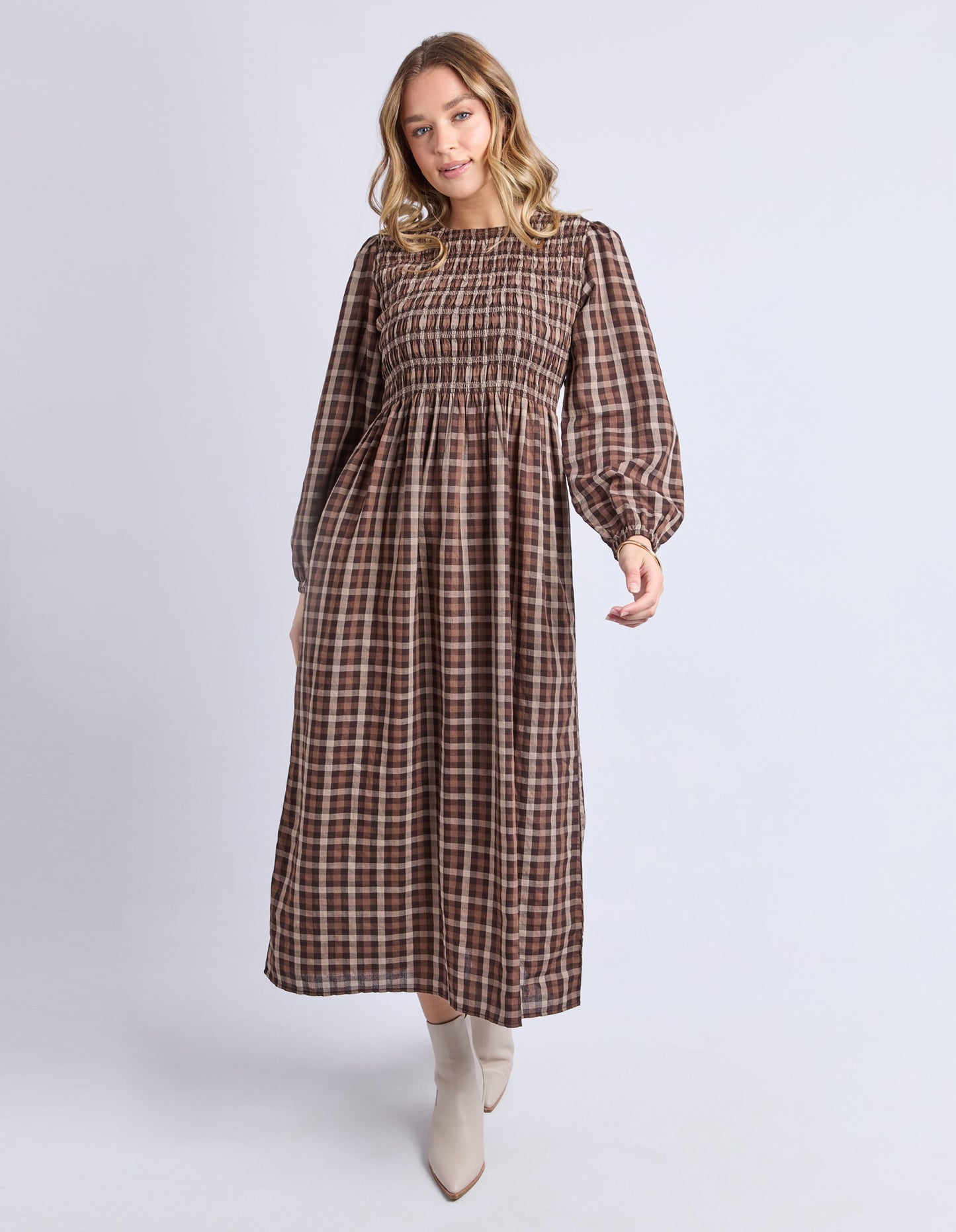 Foxwood Coco Check Dress - Coffee Check