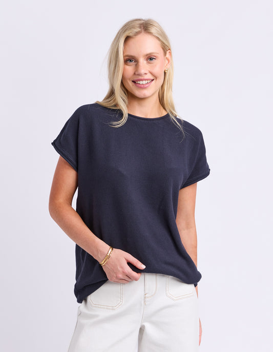 Elm Coral Dust Waffle Knit - Navy
