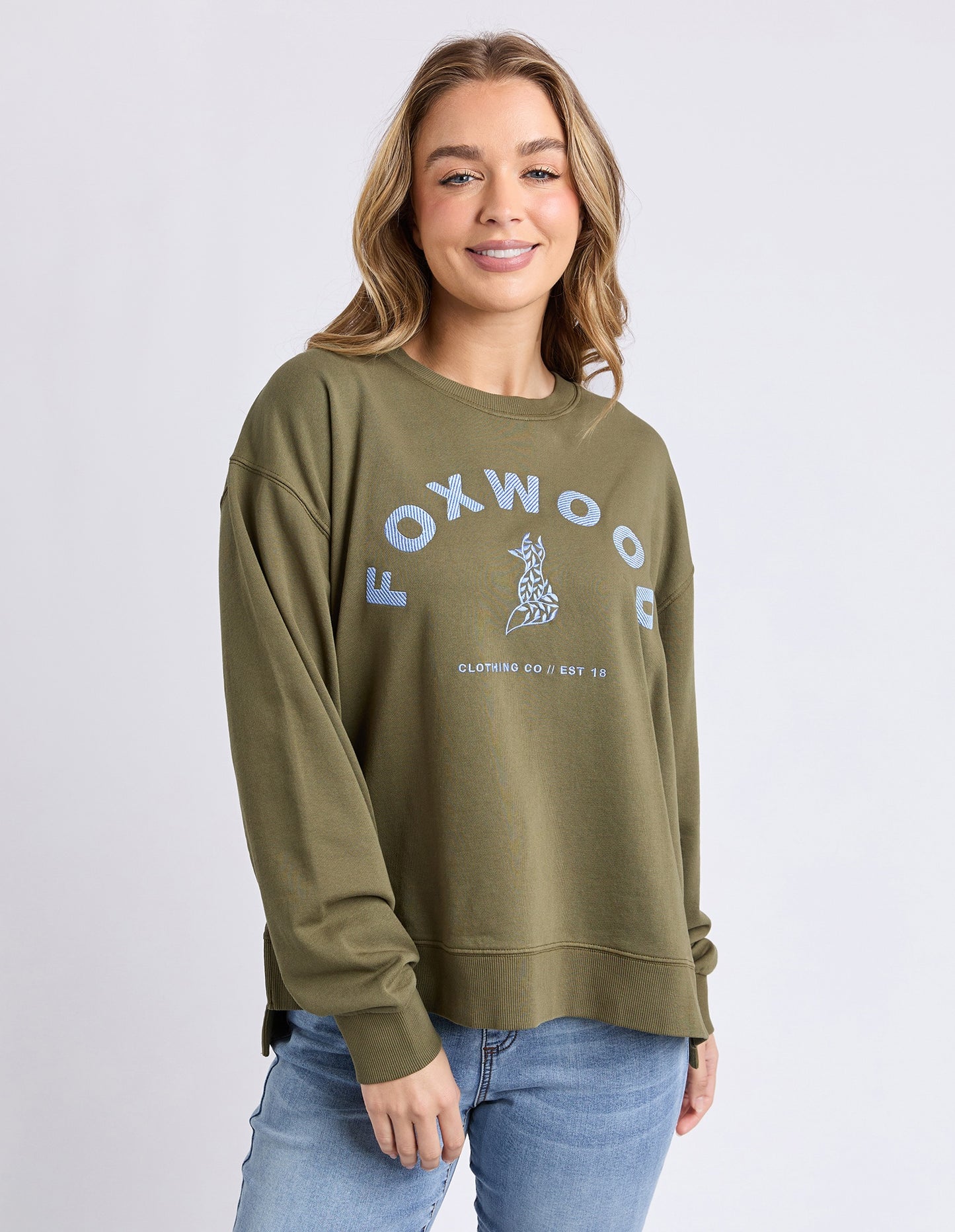 Foxwood Effortless Contrast Crew - Winter Moss