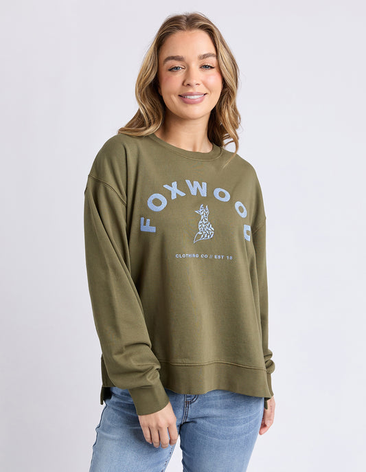 Foxwood Effortless Contrast Crew - Winter Moss