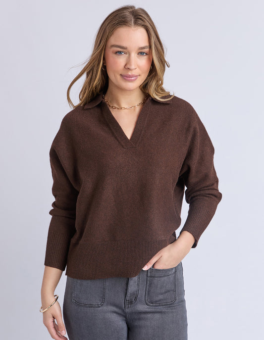 Foxwood Elea Knit Polo - Coffee