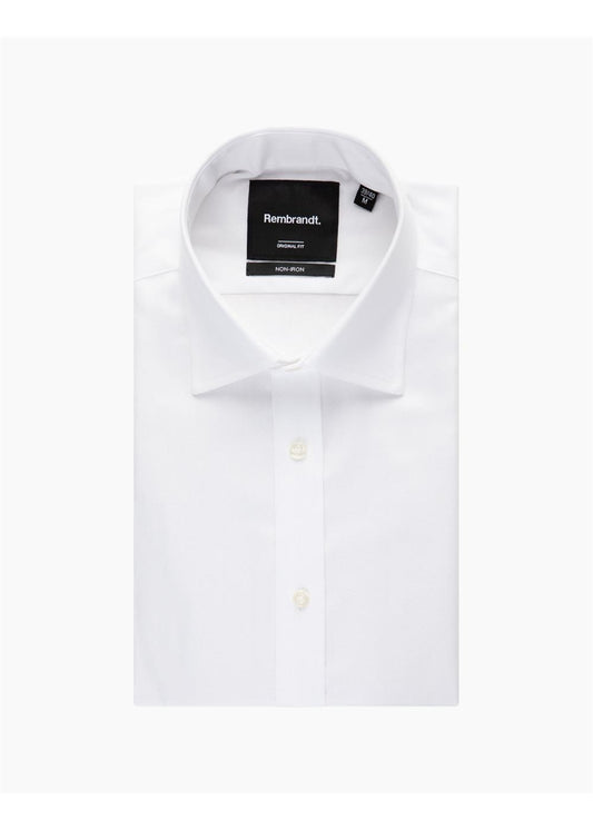 Rembrandt York White Herringbone Non Iron Long Sleeve Shirt