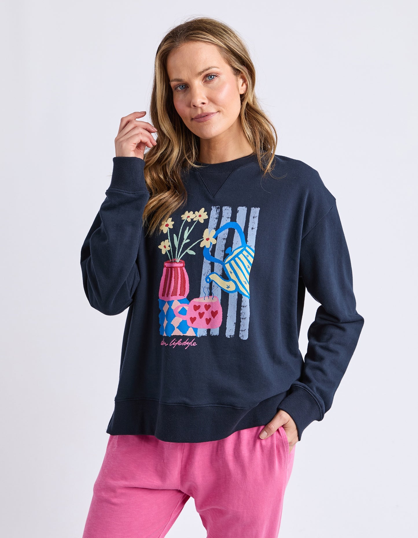 Elm Fill Your Cup Crew - Navy