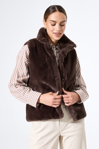 Garcia Faux Fur Vest - Night Brown