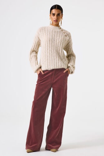 Garcia Ladies Wide Leg Corduroy Pants - Scarlet Oak
