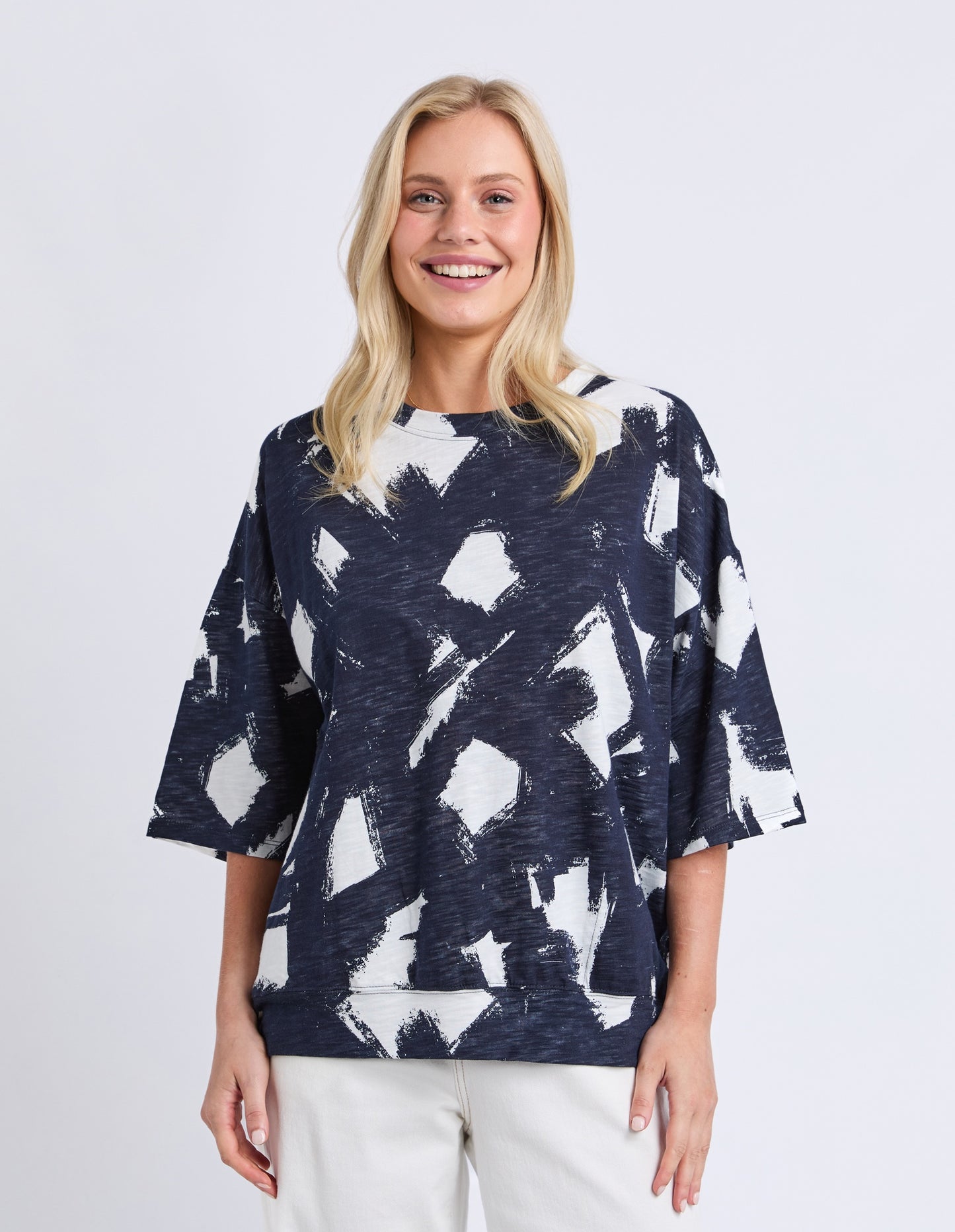 Elm Klee Sweat - Navy/White Print
