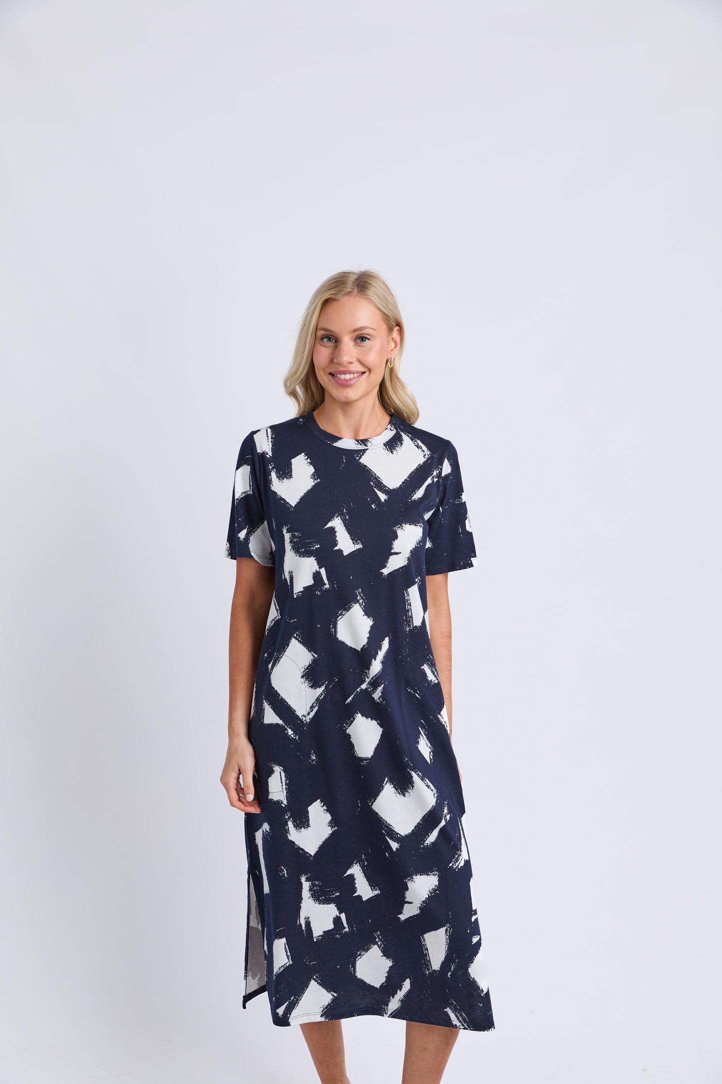Elm Klee Tee Dress - Navy/White Print