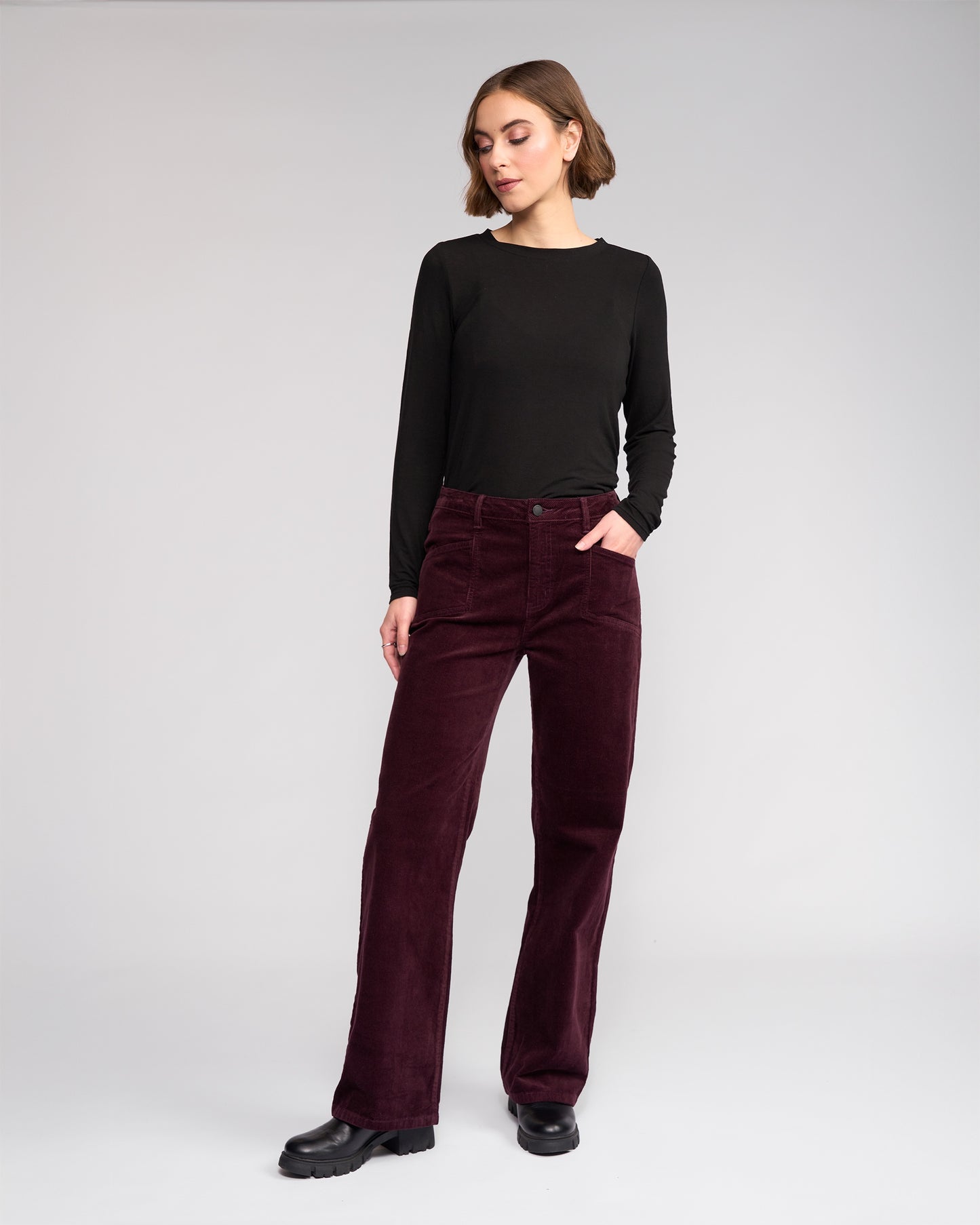 Knewe Dallas Wide Leg Full Length Cord - Raisin