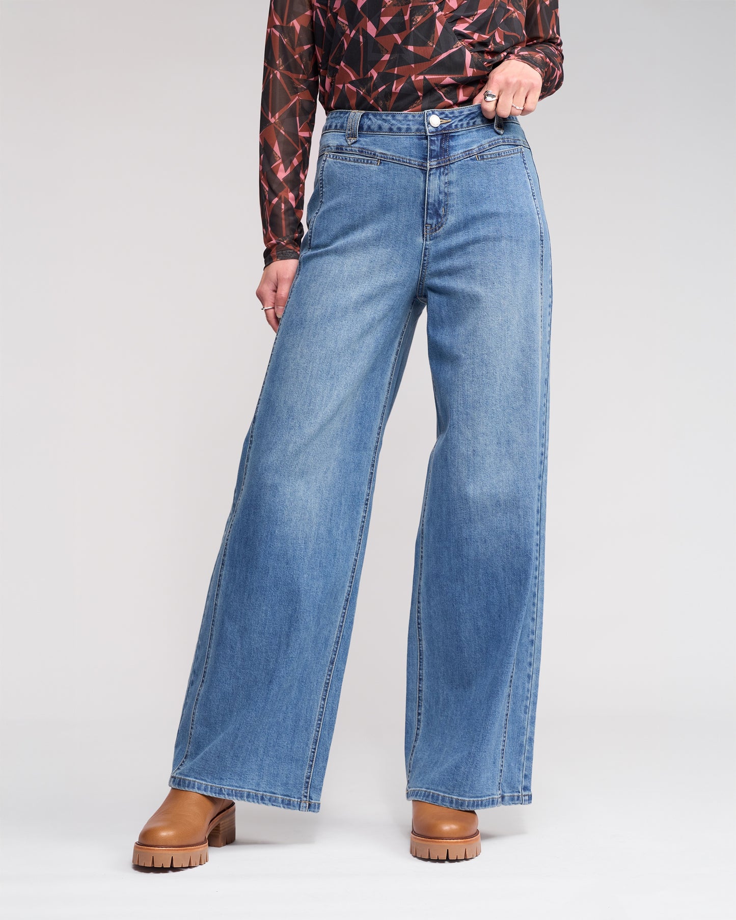 Knewe  Hollie Wide Leg Full Length Jean - Vintage Denim