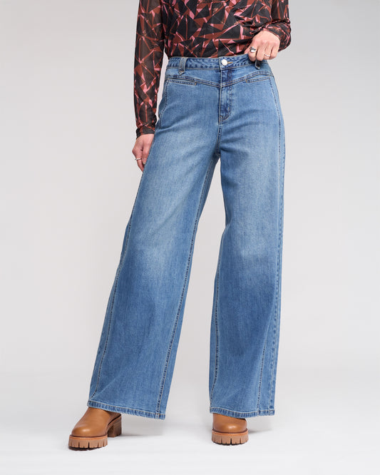 Knewe  Hollie Wide Leg Full Length Jean - Vintage Denim