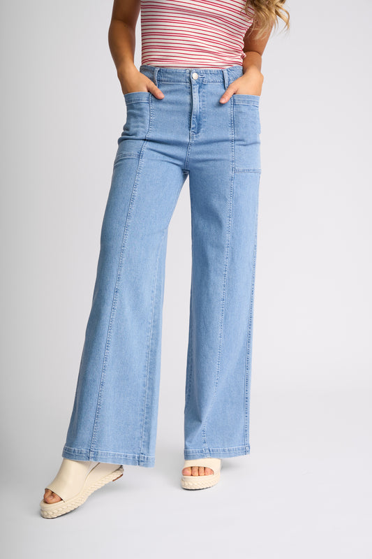 Knewe Vale Wide Leg Jean - Sky denim