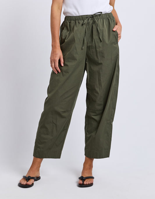 Elm Lund Barrel Leg Pant - Basil