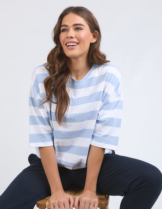 Elm Mazie Block Stripe Sweat - Sky Blue
