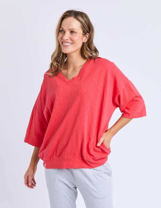 Elm Mazie Block Stripe Sweat - Cayenne