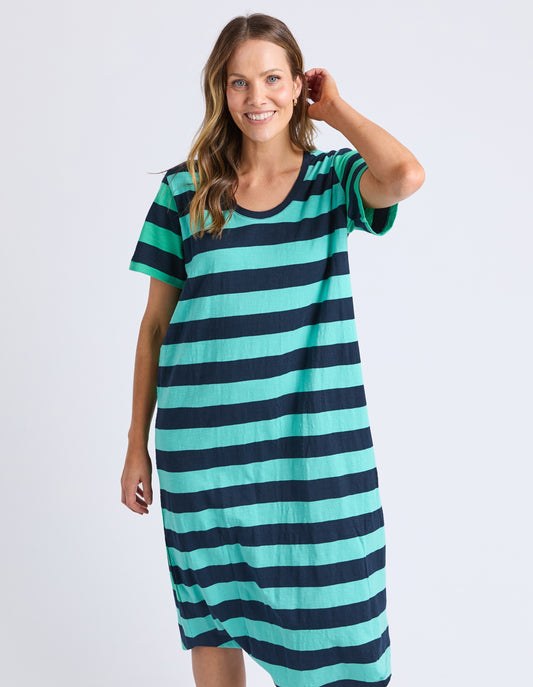 Elm Mercury Stripe Dress - Blue & Green Stripe