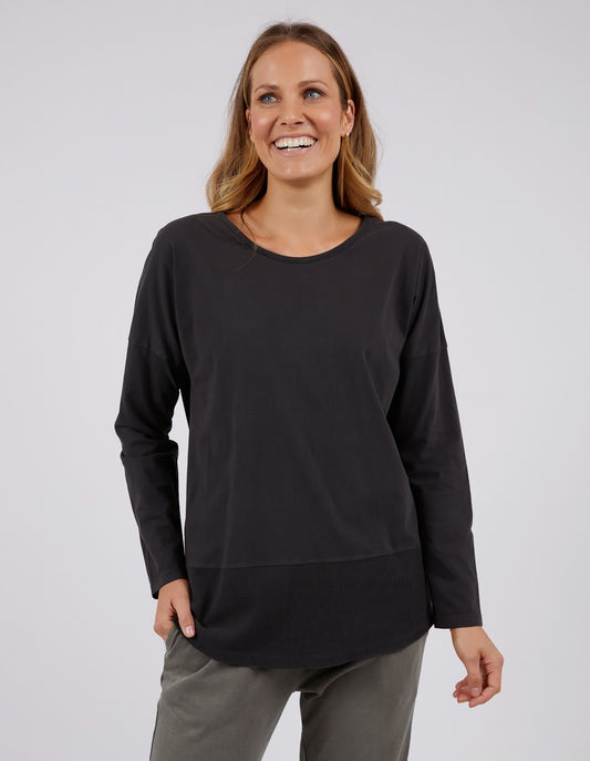 Elm Long Sleeve Rib Tee - Washed Black