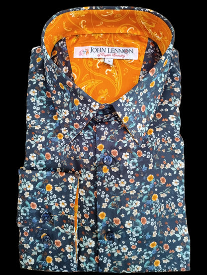 John Lennon Orange Multi Floral Long Sleeve Shirt