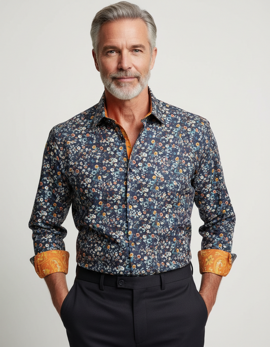 John Lennon Orange Multi Floral Long Sleeve Shirt