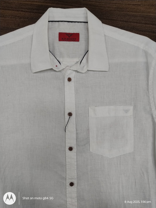 RF Scott Fields White Linen Short Sleeve Shirt