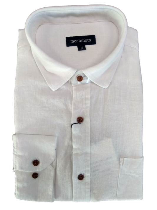 Mechmoto Luxury Linen Long Sleeve Shirt - White