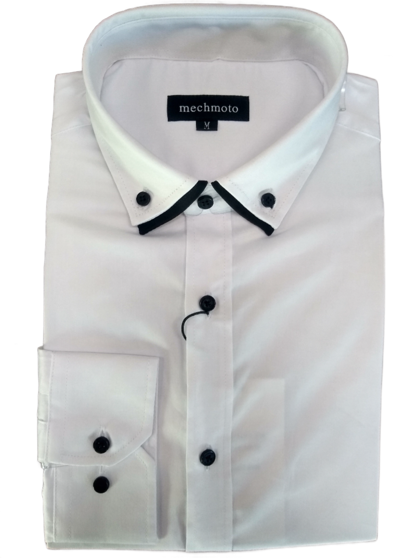 Mechmoto White Double Collar Long Sleeve Shirt