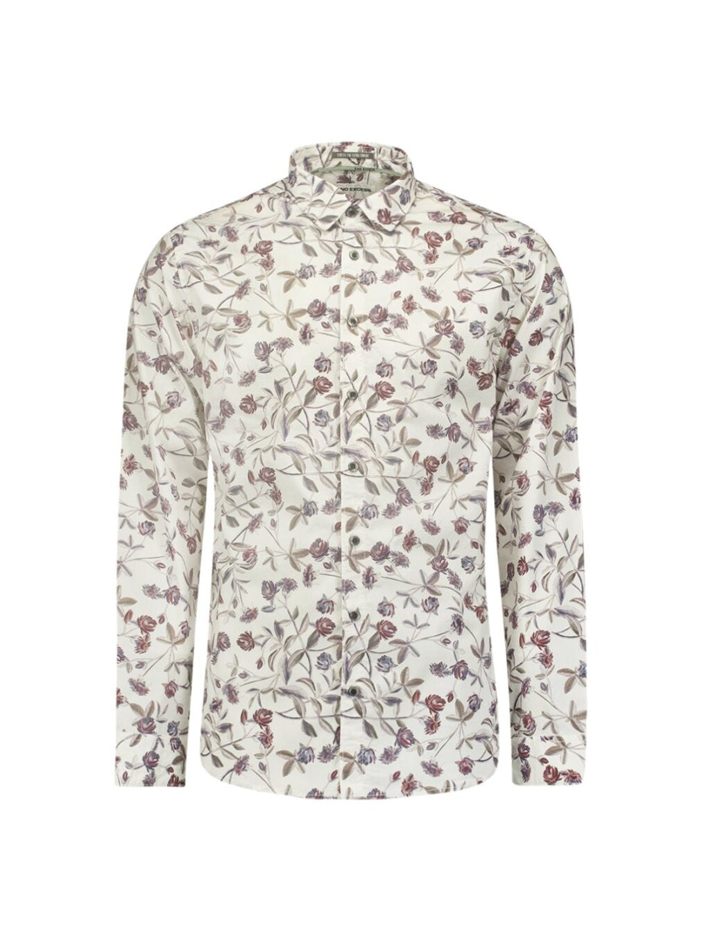 No Excess Allover Printed White Long Sleeve Shirt