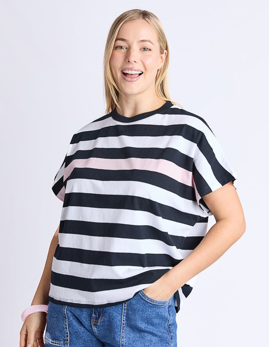 Elm Sorrento Tee-Black/Pink Stripe