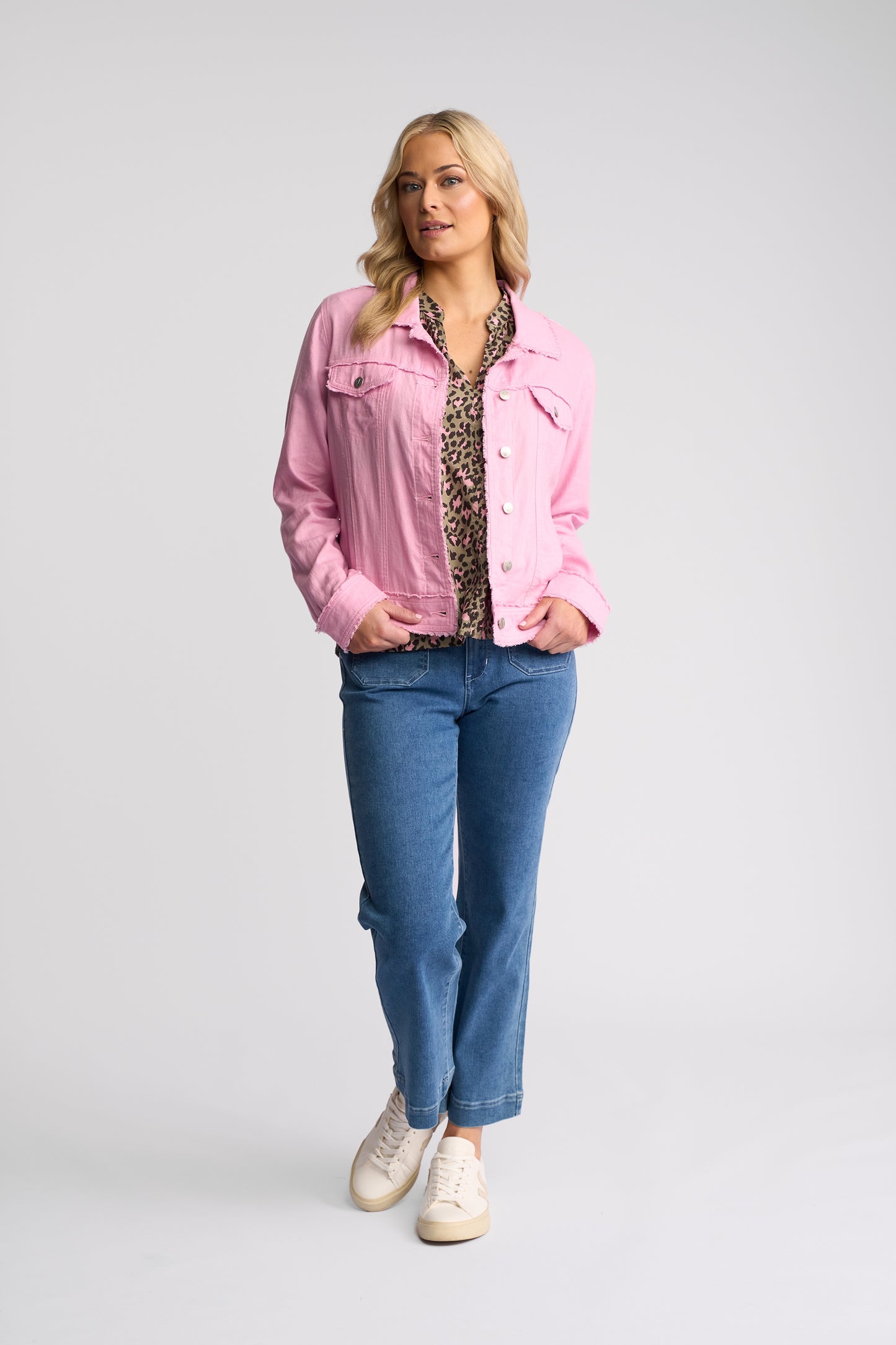 Vassalli Aura Linen Jacket with Frayed Seams - Taffy