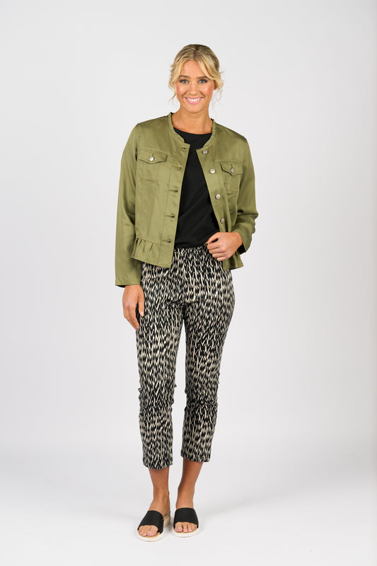 Vassalli Jacket with Frill Hem - Sage