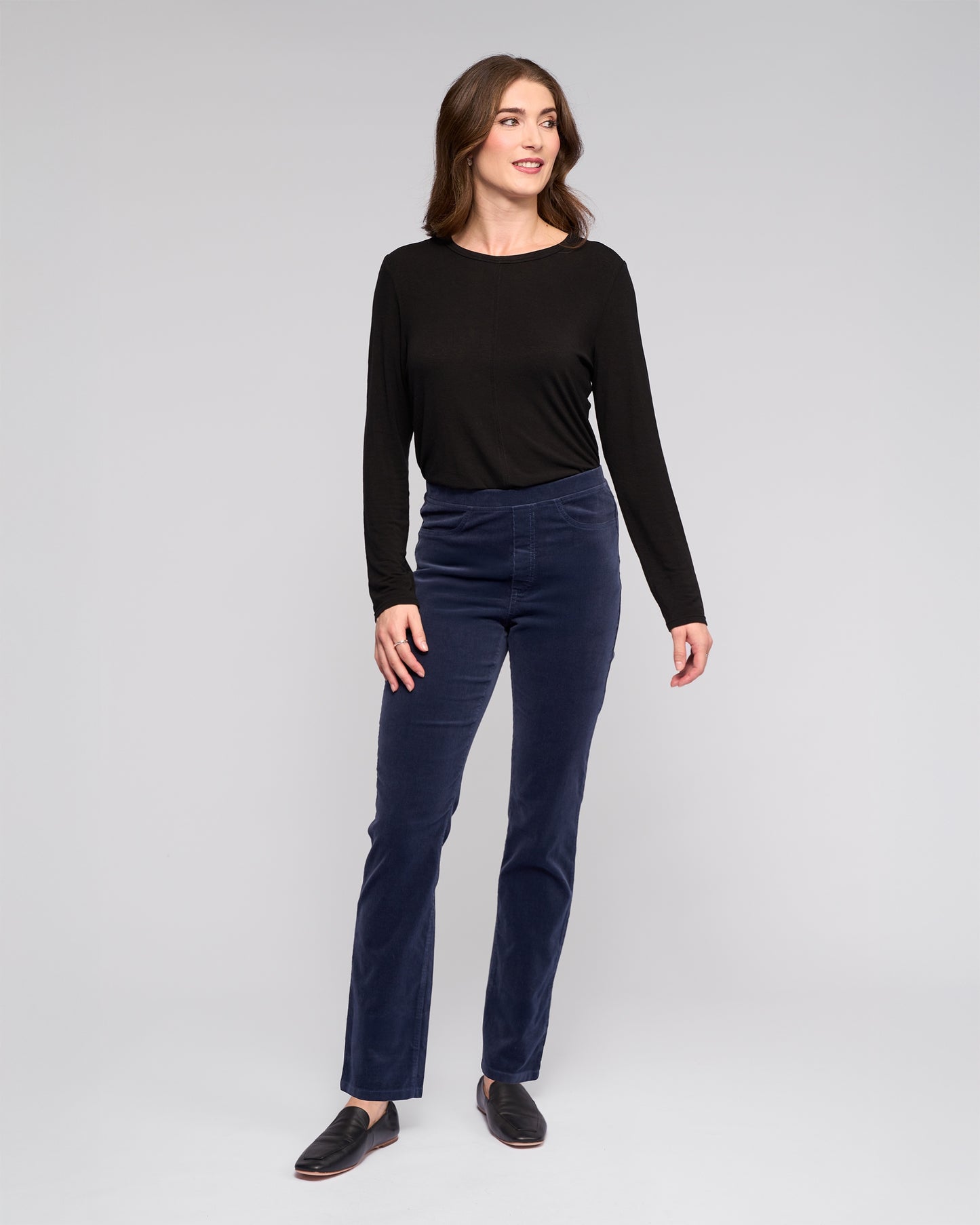 Vassalli Bay Slim Leg Pull On Cord Pant - Slate