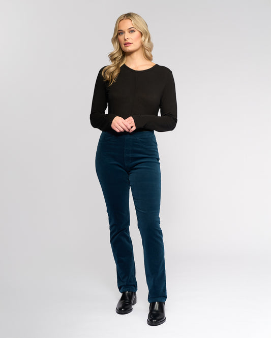 Vassalli Bay Slim Leg Pull On Cord - Petrol