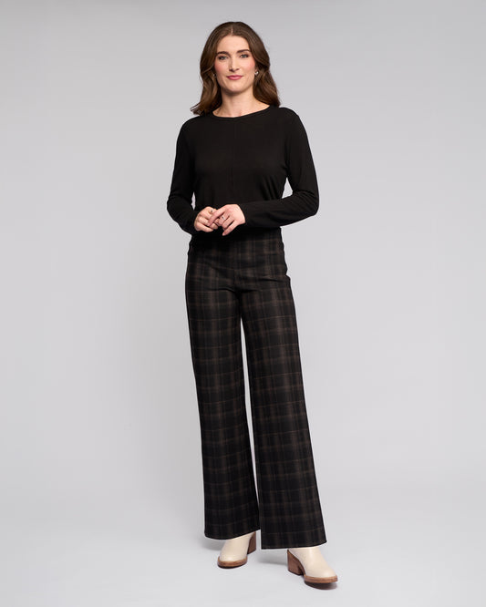 Vassalli Loft Wide Leg Pull On Ponte Pant-Checkmate