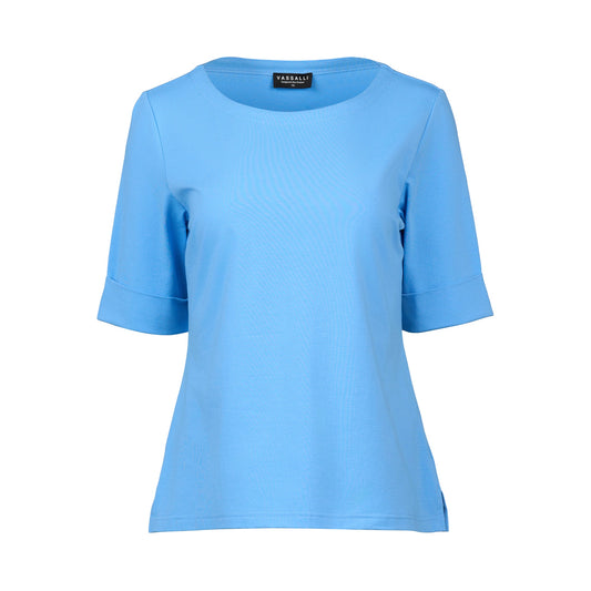 Vassalli Boat Neck Top Sky