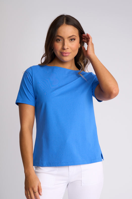 Vassalli Raya Boat Neck Top - French Blue
