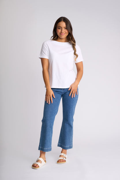Vassalli Raya Boat Neck Top - White